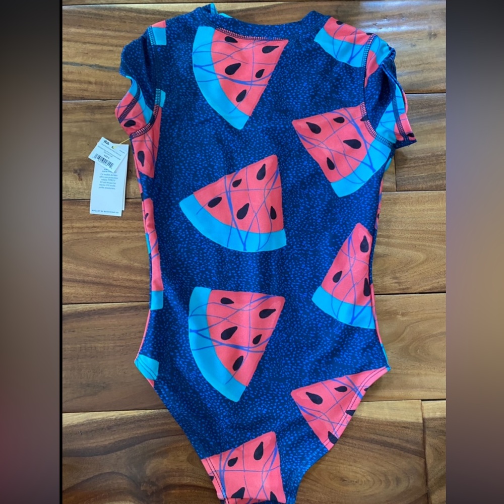 Tea Collection Girls Watermelon Rashguard One Piece Swimsuit Size 8- NEW - Picture 2 of 3